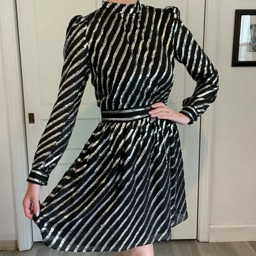 Michael Michael Kors Lurex Striped Mini Dress - Picture 1 of 8